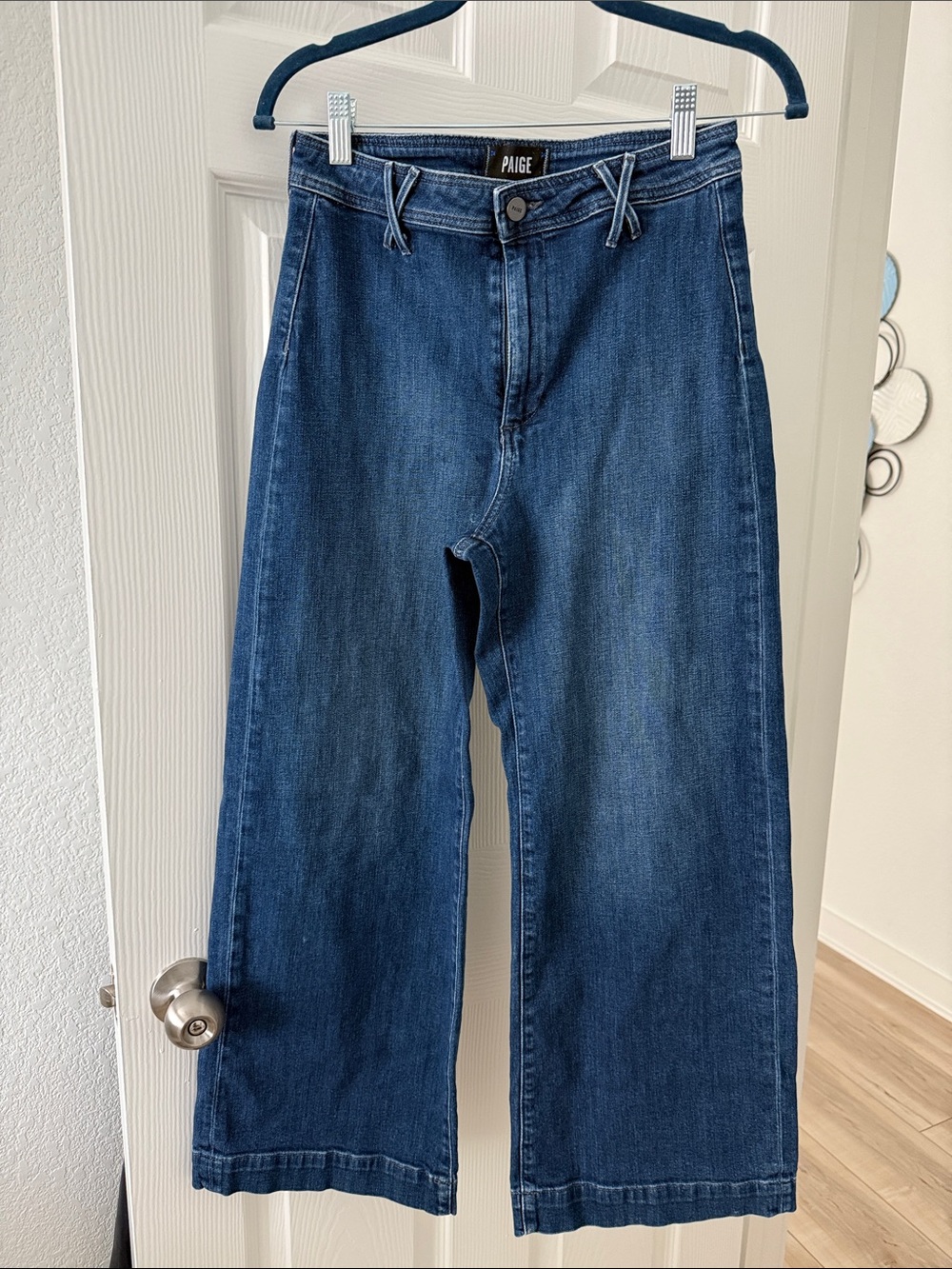 PAIGE Dark Blue Wide Leg Jeans